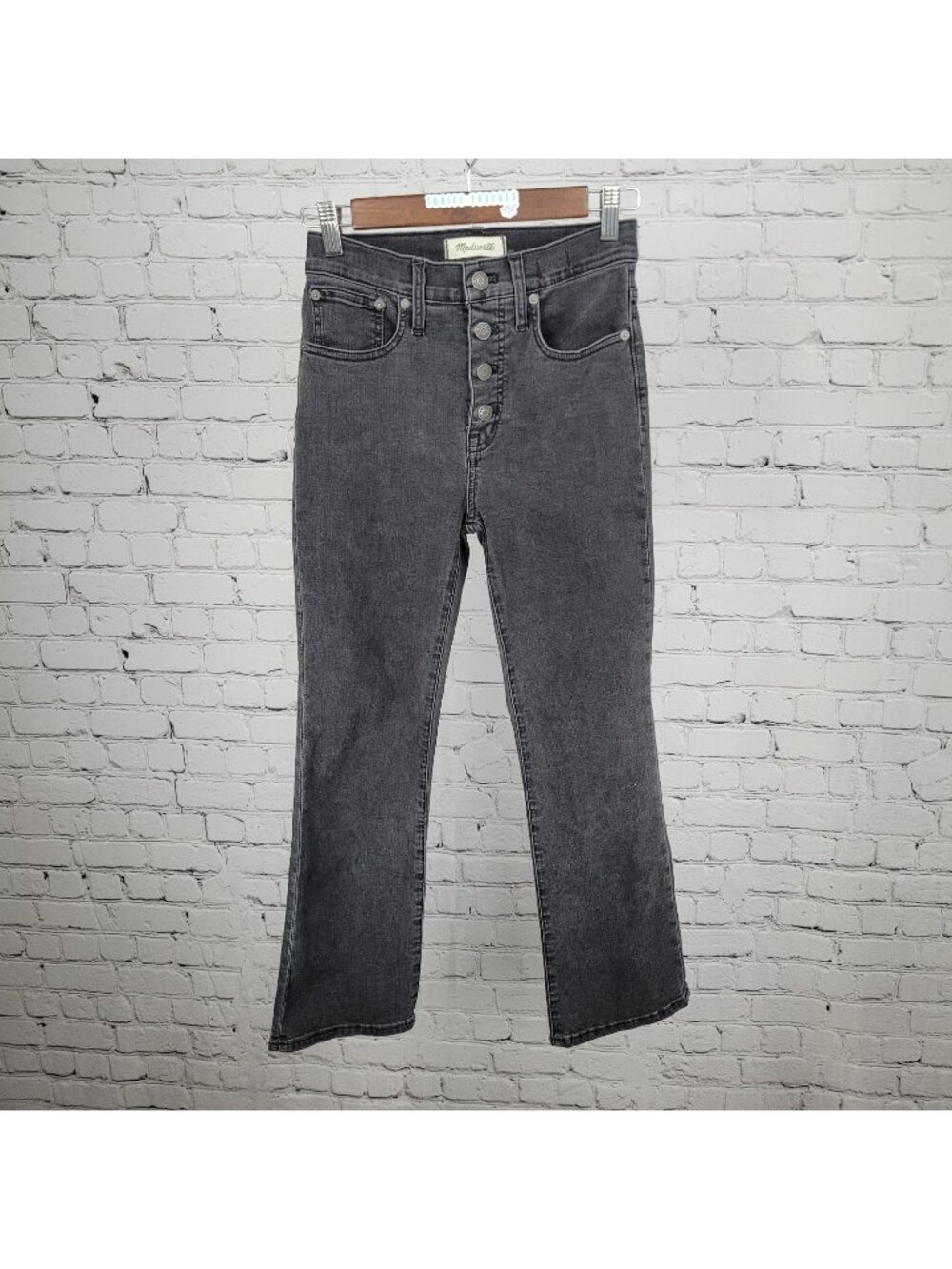 Madewell Grey Cali Demi Boot Button Fly Mid Rise Crop Denim Jeans 25 (25x26)
